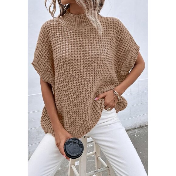 Women's Acrylic Knit Pullover Sweater Vest Short Sleeve Casual Tops - Picture 4 of 6